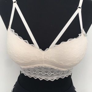 VS Pink Strappy White or Light Cream Bralette